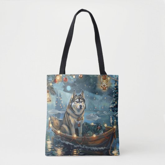 Alaska Malamute Kerst Feestelijke reis Tote Bag (Voorkant)