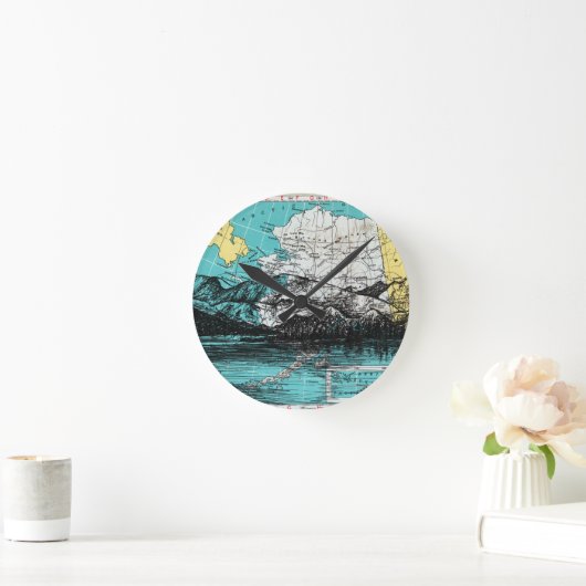 Alaska Map Art Ronde Klok (Huis)
