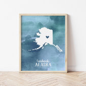 Alaska Map Blue Waterverf Specialized Art Poster