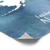 Alaska Map Blue Waterverf Specialized Art Poster (Hoek)