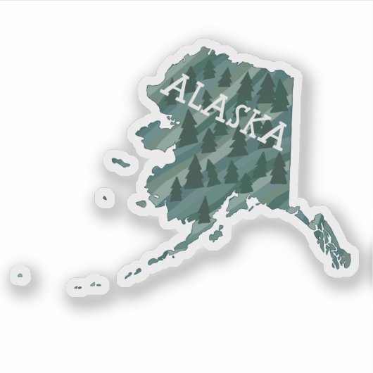 ALASKA MAP gekleurde potloodkunst Sticker (Voorkant)