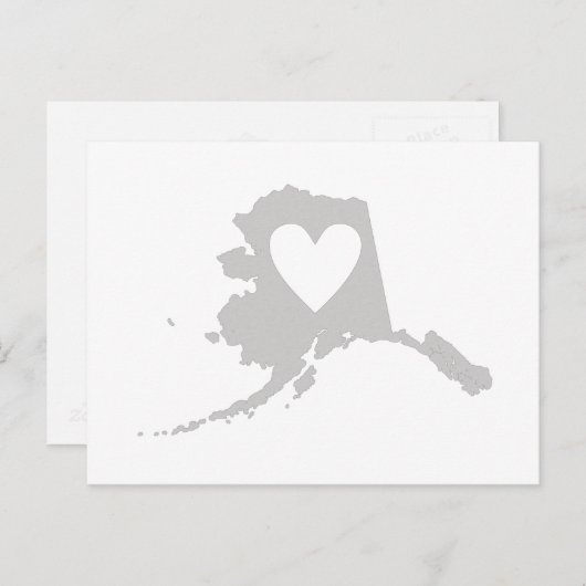 Alaska Map Shape Gray Heart Cutout Alaskan Briefkaart (Voorkant / Achterkant)