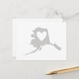 Alaska Map Shape Gray Heart Cutout Alaskan Briefkaart