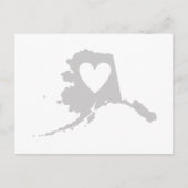 Alaska Map Shape Gray Heart Cutout Alaskan Briefkaart (Voorkant)
