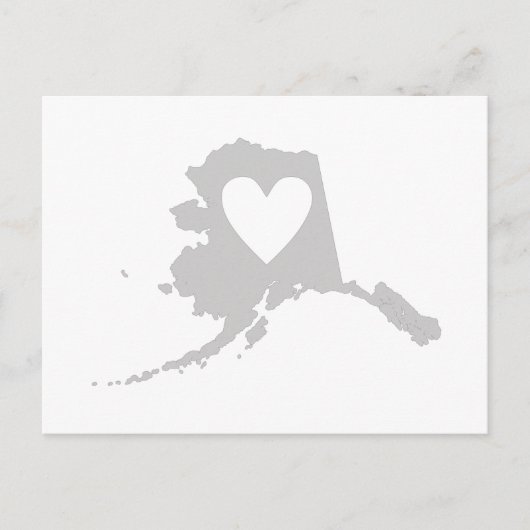 Alaska Map Shape Gray Heart Cutout Alaskan Briefkaart (Voorkant)