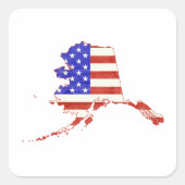 Alaska Map Shaped American Flag Patriotic Alaskan Vierkante Sticker (Voorkant)