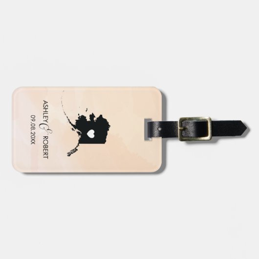 Alaska Map Wedding Bagagelabel met Couple's naam (Voorkant horizontaal)