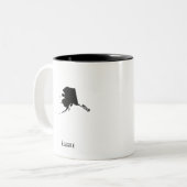 Alaska Map - Zwarte en Witte Moderne Alaska Map Tweekleurige Koffiemok (Voorkant links)