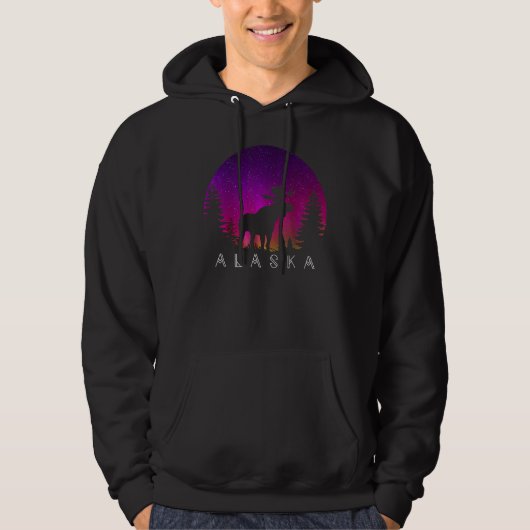 Alaska Moose Aurora Borealis  Alaskan Landscape Ph Hoodie (Voorkant)