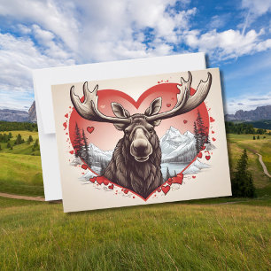 Alaska Moose hartvormige berg achtergrond Briefkaart