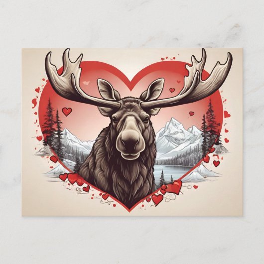 Alaska Moose hartvormige berg achtergrond Briefkaart (Voorkant)