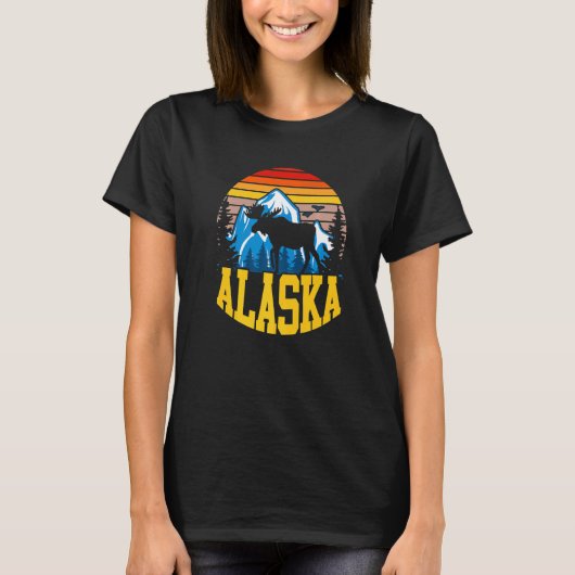  Alaska Moose Retro Alaskan Elk Natuur T-shirt (Voorkant)