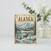 Alaska Moose Rustic Natuur Reizen Briefkaart (Staand voorkant)
