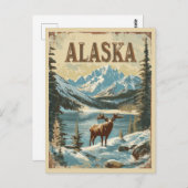 Alaska Moose Rustic Natuur Reizen Briefkaart (Voorkant / Achterkant)