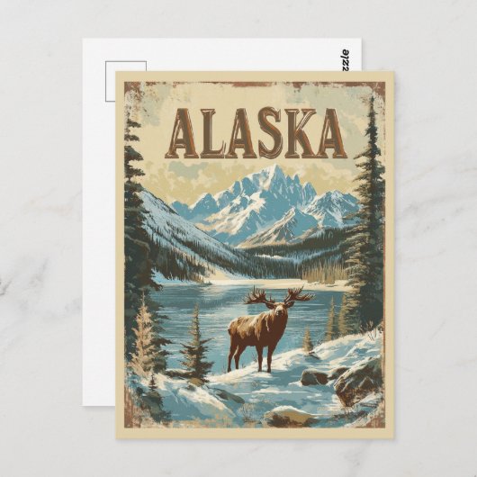 Alaska Moose Rustic Natuur Reizen Briefkaart (Voorkant / Achterkant)