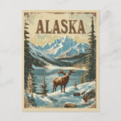 Alaska Moose Rustic Natuur Reizen Briefkaart (Voorkant)