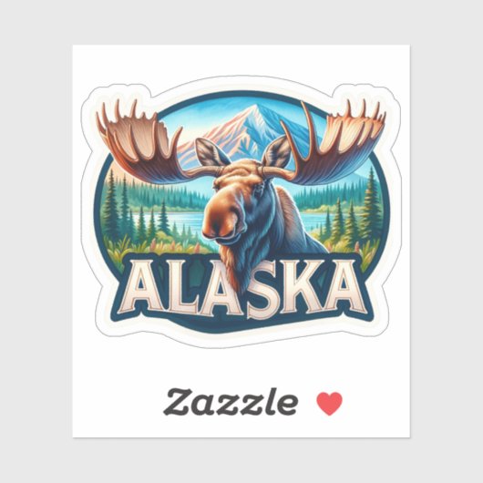 Alaska, Moose, Sticker (Vel)