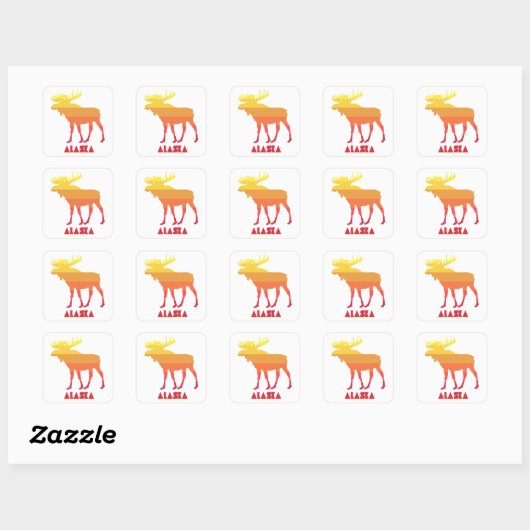 Alaska Moose Vierkante Sticker (Vel)
