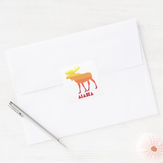 Alaska Moose Vierkante Sticker (Envelop)