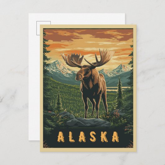 Alaska Moose -  wildernis Briefkaart (Voorkant / Achterkant)
