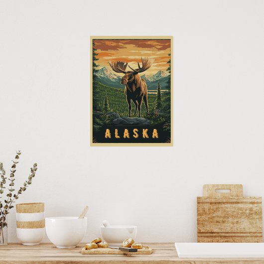 Alaska Moose -  wildernis Poster (Keuken)