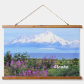 Alaska, Mount Iliamna Glacier en Fireweed Flowers Hangend Wandkleed (Voorkant)