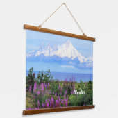Alaska, Mount Iliamna Glacier en Fireweed Flowers Hangend Wandkleed (Gebogen)