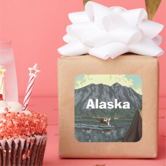 Alaska Mountain Vierkante Sticker (Feest)