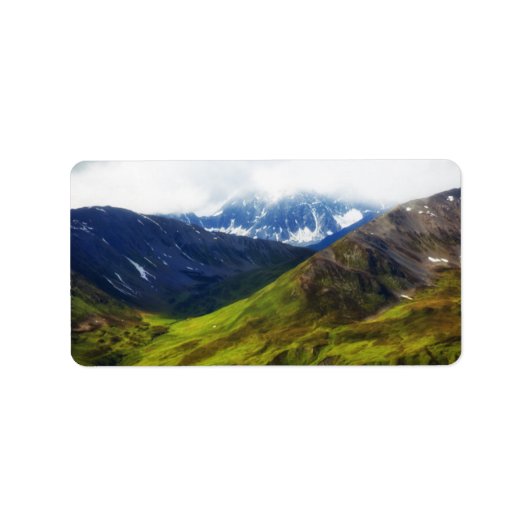 Alaska Mountains Scène Etiket (Voorkant)
