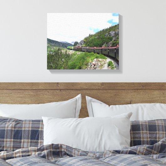 Alaska Mountains Train Canvas Afdruk (Insitu (Slaapkamer))