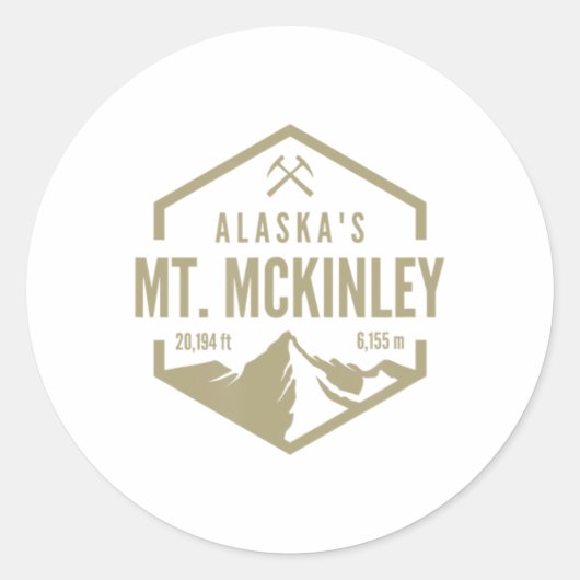 Alaska Mt McKinley  Ronde Sticker (Voorkant)