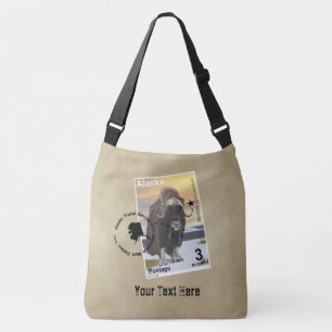 Alaska Muskox Postage Stamp Souvenir Crossbody Tas