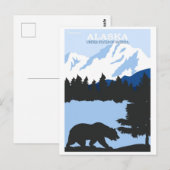 Alaska Natuur Beer Blue Vintage Travel Poster Briefkaart (Voorkant / Achterkant)