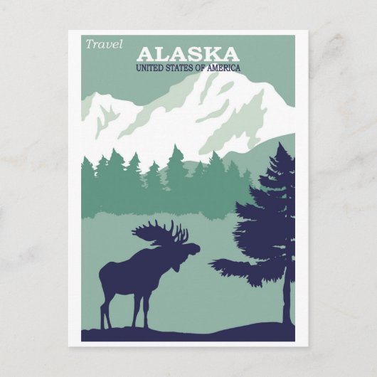  Alaska Natuur Moose Travel Briefkaart (Voorkant)