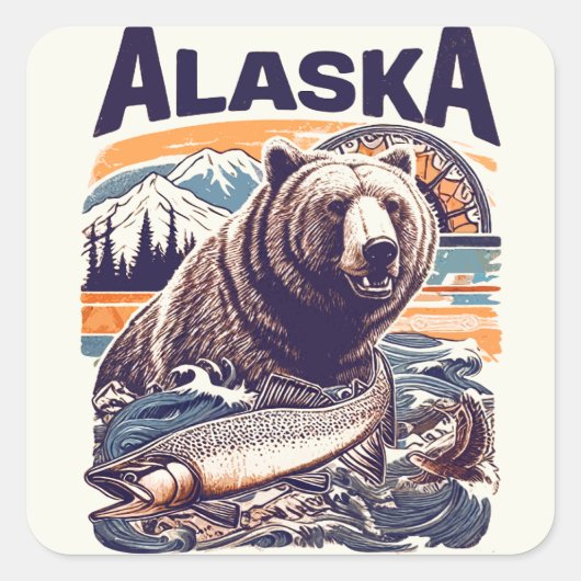  Alaska Natuur Vierkante Sticker (Voorkant)