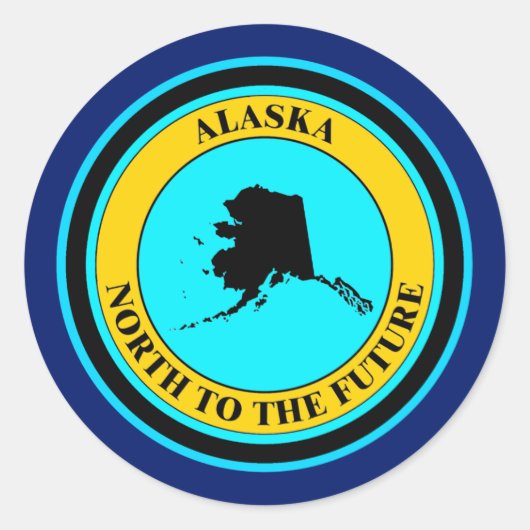 ALASKA NOORD NAAR DE TOEKOMST RONDE STICKER (Voorkant)