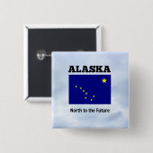 Alaska, Noord op de toekomst Vierkante Button 5,1 Cm (Voorkant /achterkant)