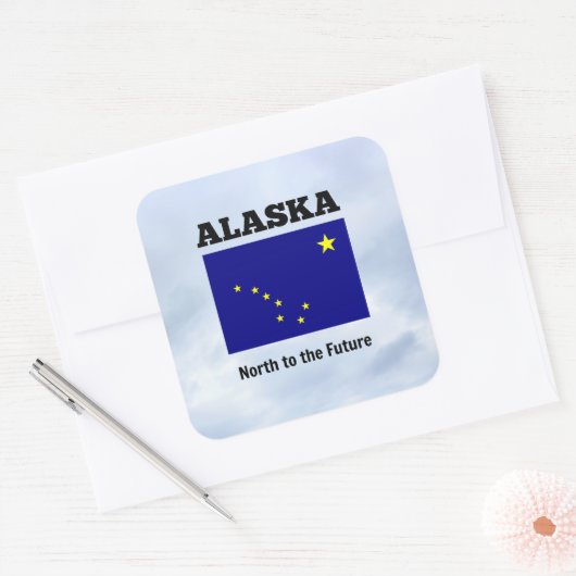 Alaska, Noord op de toekomst Vierkante Sticker (Envelop)
