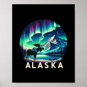 Alaska Noorderlicht Aurora Kijken Eland Vakantie Poster