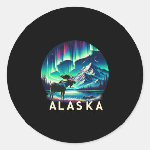 Alaska Noorderlicht Aurora Kijken Eland Vakantie Ronde Sticker