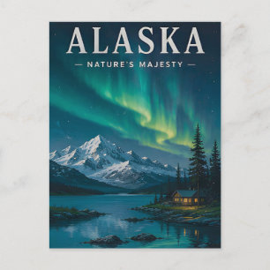 ✨ Alaska Noorderlicht Berg Nacht 🌌 Briefkaart