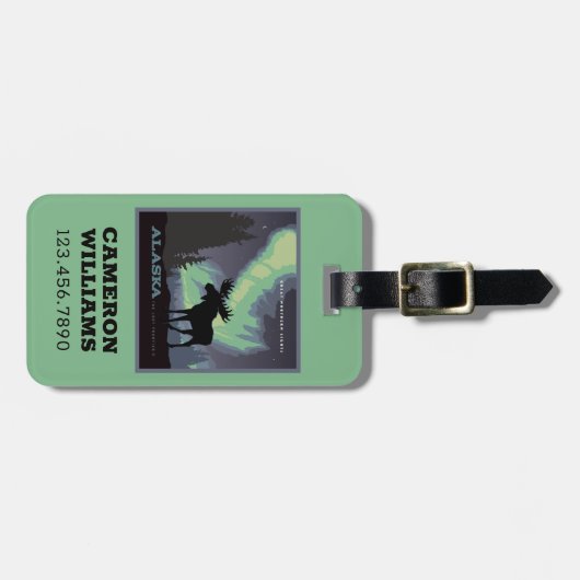 Alaska | Noorderlicht eland Bagagelabel (Voorkant horizontaal)