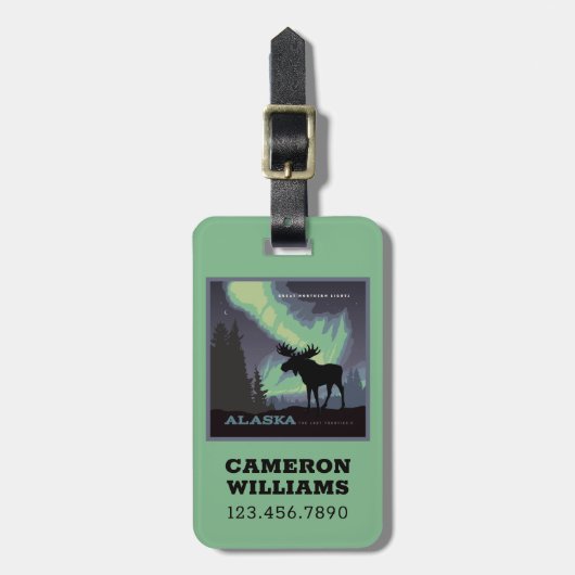 Alaska | Noorderlicht eland Bagagelabel (Voorkant verticaal)