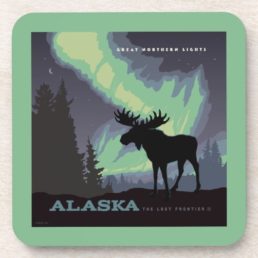 Alaska | Noorderlicht eland Bier Onderzetter (Voorkant)