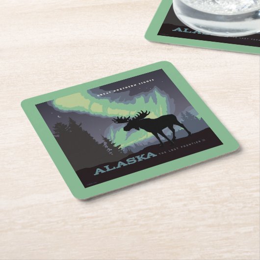 Alaska | Noorderlicht eland Kartonnen Onderzetters (Schuin)