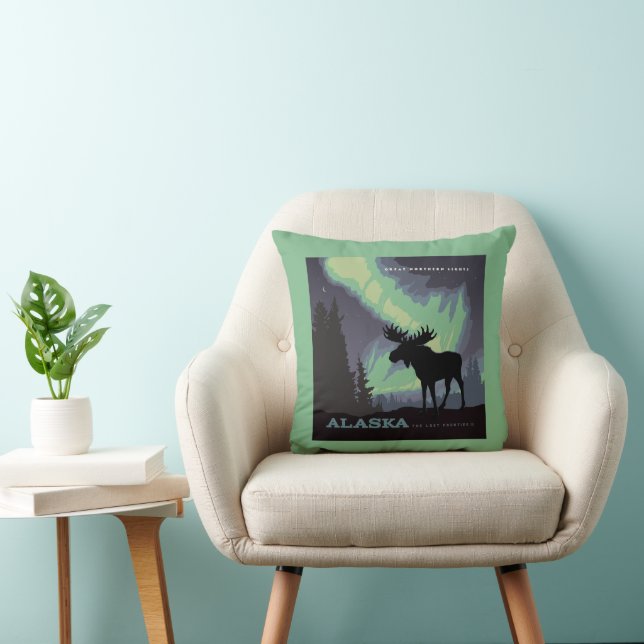 Alaska | Noorderlicht eland Kussen (Stoel)