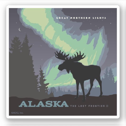 Alaska | Noorderlicht eland Sticker (Voorkant)