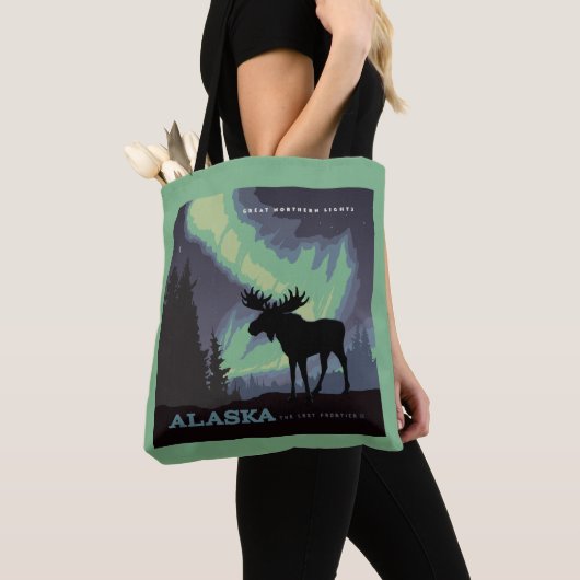 Alaska | Noorderlicht eland Tote Bag (Dichtbij)