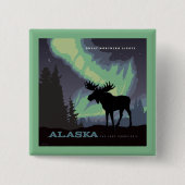 Alaska | Noorderlicht eland Vierkante Button 5,1 Cm (Voorkant)