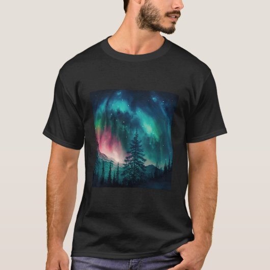 Alaska Noorderlicht in het bos T-shirt (Voorkant)